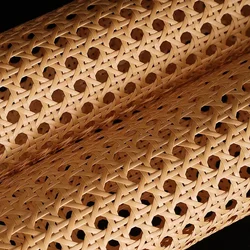 Adjustable Plastic Rattan Cane Webbing Roll for Outdoor Furniture Repair (Wood color)