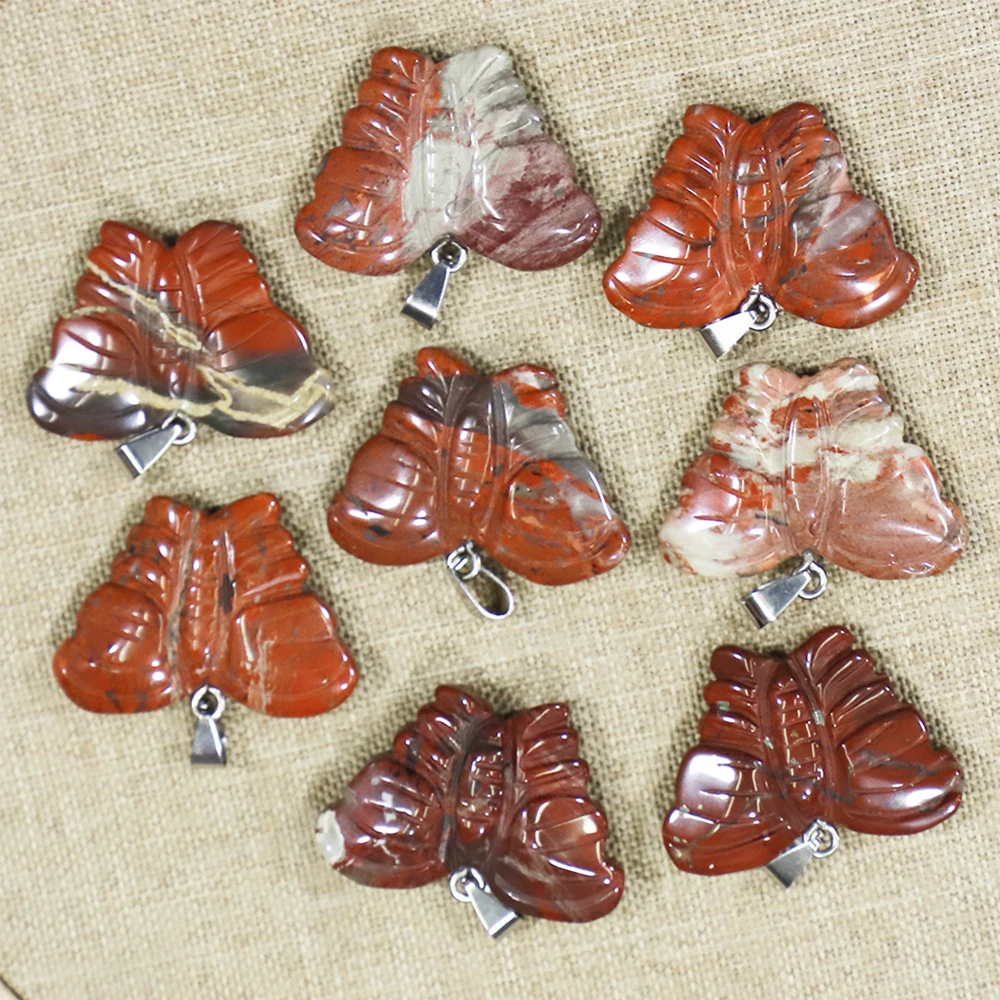 Free Shipping Natural Crystal Agate Handmade Double-sided Carved Butterfly Sweater Chain Pendants Fashion Jewelry Wholesale 5Pcs