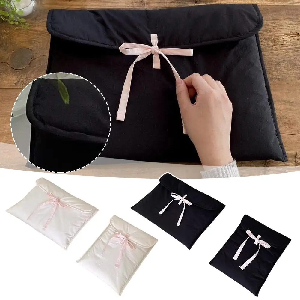 

Y2k Bow Knot Computer Bag Black Pink Laptop Tablet Storage Travel Pouch Cosmetic Storage Organizer Document Bag Handbag Q0R1