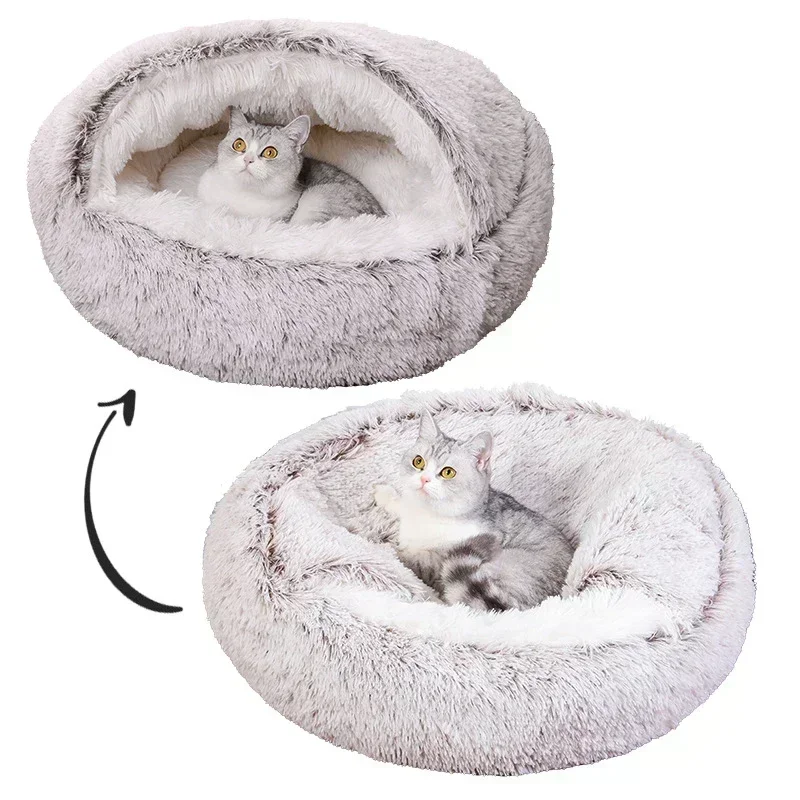 Pet Bed Winter Dog Plush Round Bed Pet Mattress Warm Soft Comfortable Basket Cat Dog Sleeping Bag Nest Small Medium Dogs Cat
