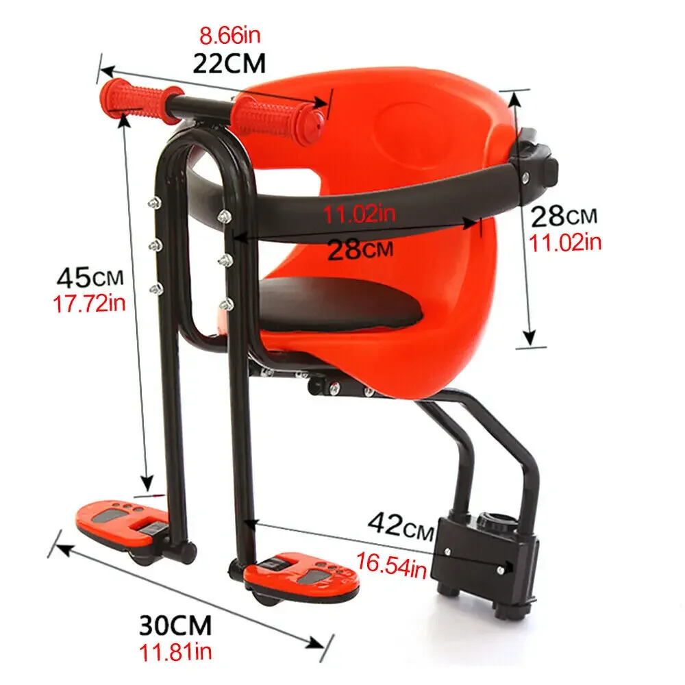 Child Front-Mounted Bike Seat – Safe & Comfortable Bicycle Seat with Handrail, Pedals