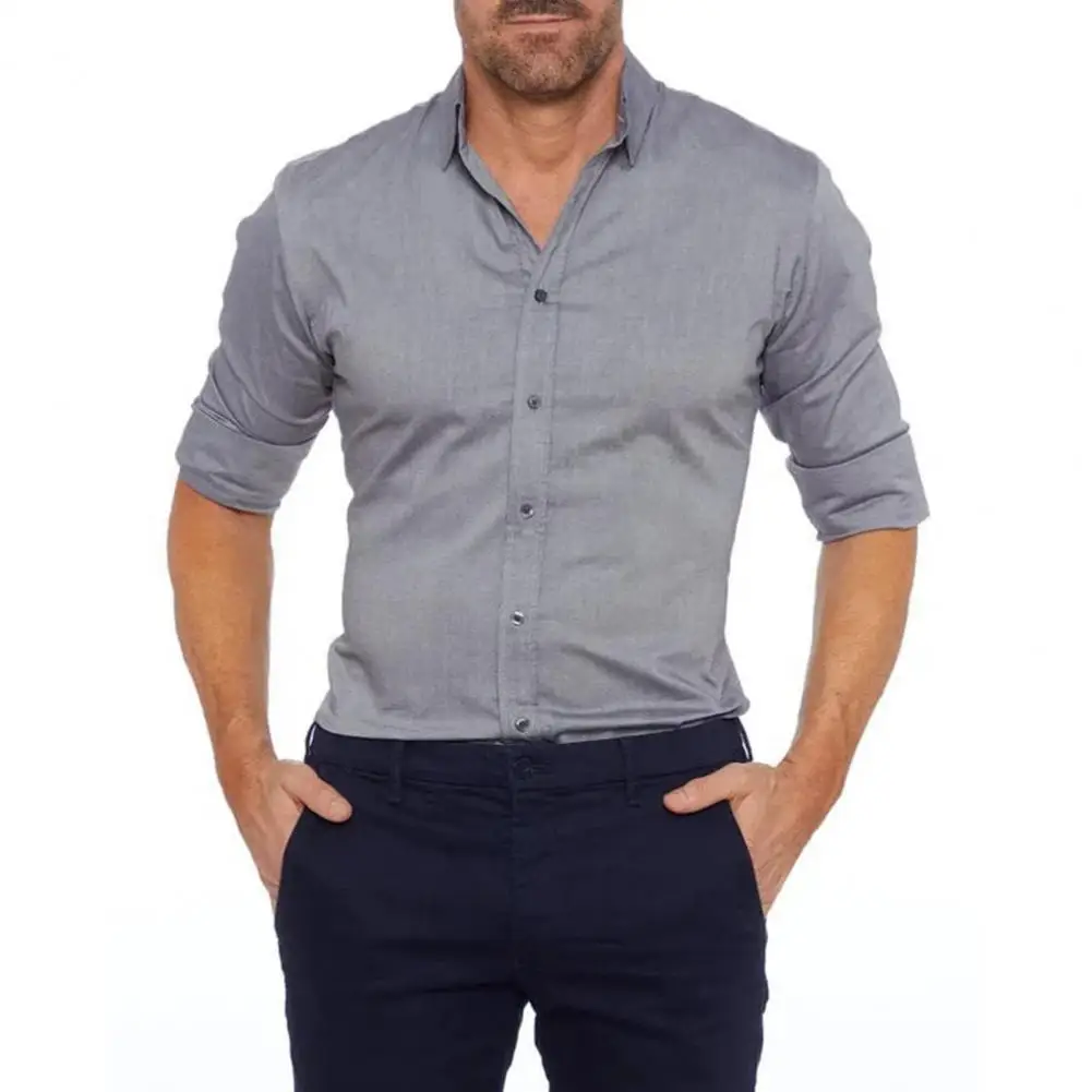 

Work Shirt Comfortable Stylish Men's Business Shirts with Breathable Fabric Lapel Collar for Work or Formal Occasions Regular