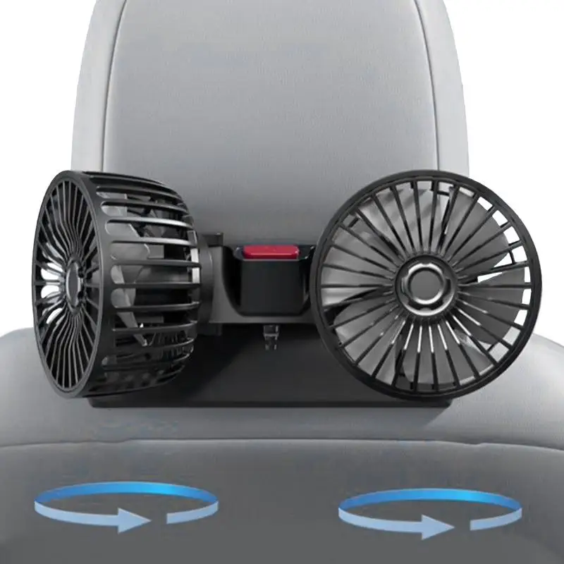 

Car Rear Seat Fans 360 Degree Rotatable Dual Head Cooling Fan 3 Speeds Air Circulation Fan For SUV RV Vehicles Auto Cooling Fan