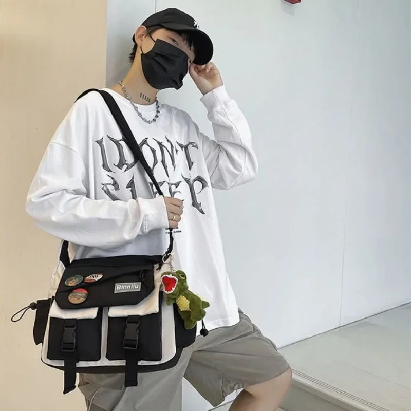 Harajuku Nylon Canvas Crossbody Bags Messenger Bag Girls School Book Bags Shoulder Bags Women Men canvas bag shoulder bag ladies handbag crossbody bag