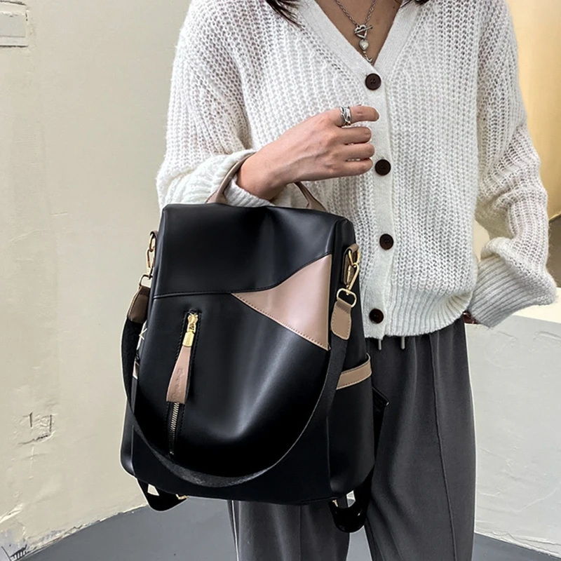 Backpack Purse for Women Anti-theft Casual Convertible Ladies Shoulder Bag Travel Fashion PU Leather Bags E74B