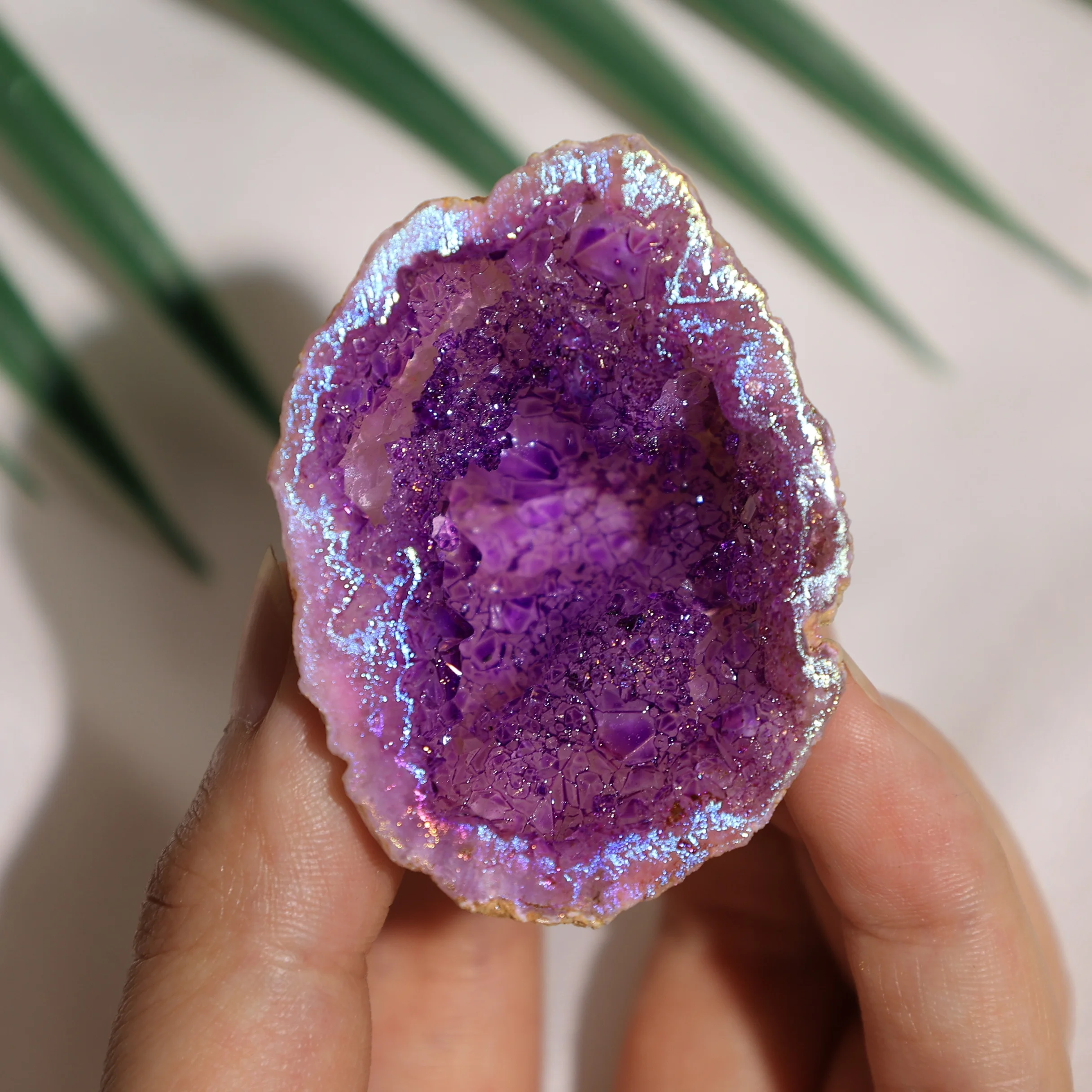 Aura Purple Geode Quartz Crystal Cluster  Natural Electroplated  Angel Aura CrystalHola Brand Jade and Natural Stone Decoration 3