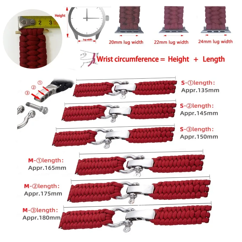 Adjustable Sports Nylon Rope Watch Band with Buckle - Universal Size Replacement Wristband Bracelet
