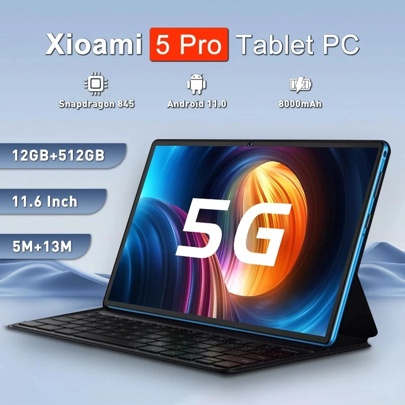 

2023 New Global Version 12GB+512GB Snapdragon 845 Tablette PC 5G Dual SIM Card And WIFI HD 4K Android 11.0 tablets Pad 5 Pro