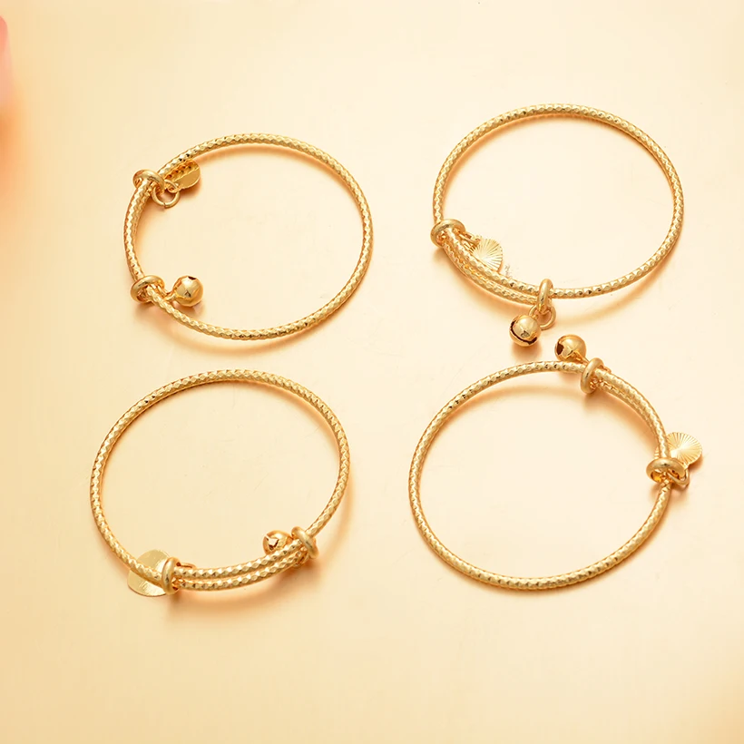Gold Color Baby Bangles Dubai Jewelry Bracelet Bangles kids Children African gifts kid Birthday present 3