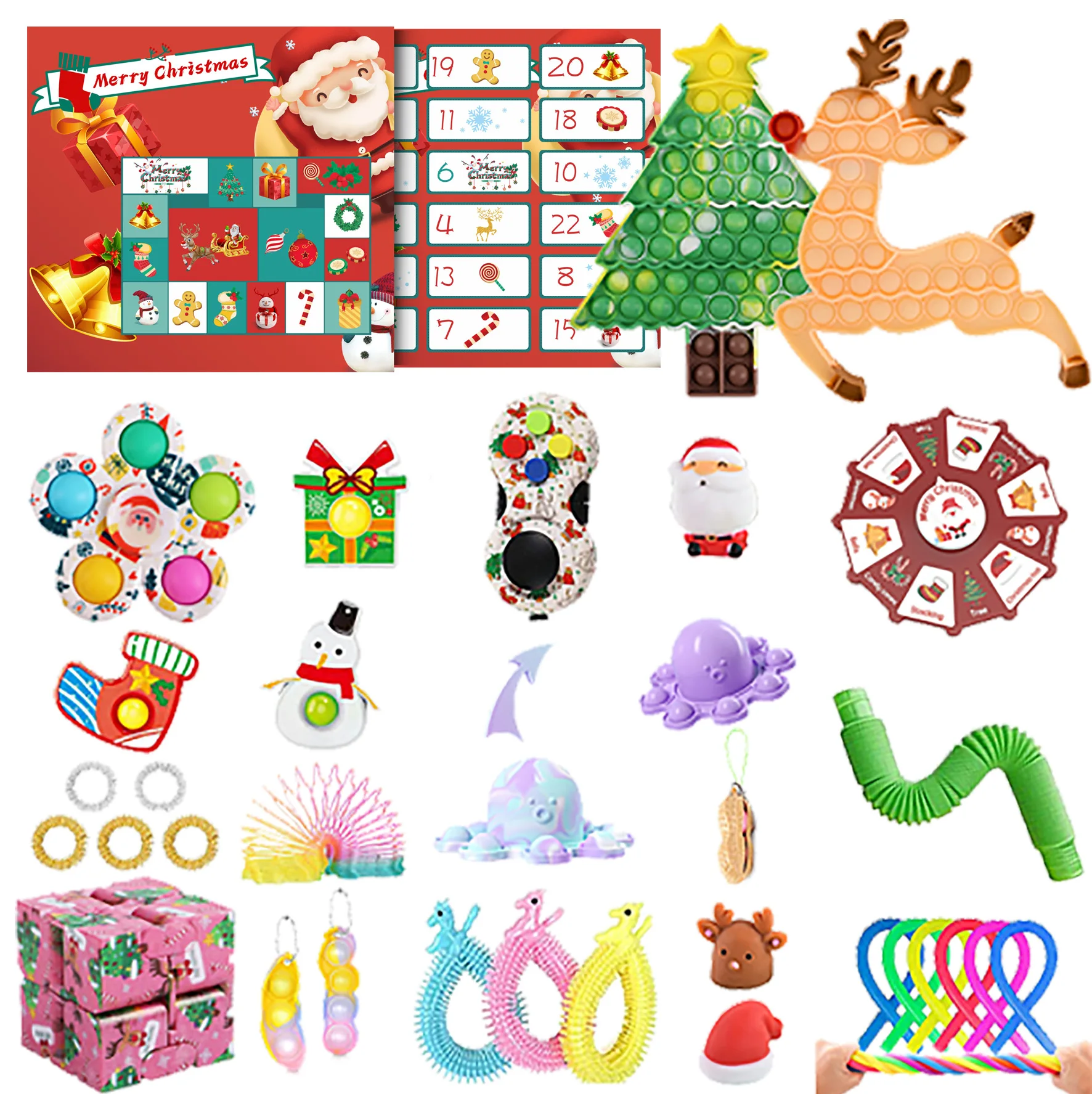 idget Toys 24 Days Christmas Advent Calendar Pack Anti Stress Toys Kit  Stress Relief Figet Toy Blind Box Kids Christmas Gift