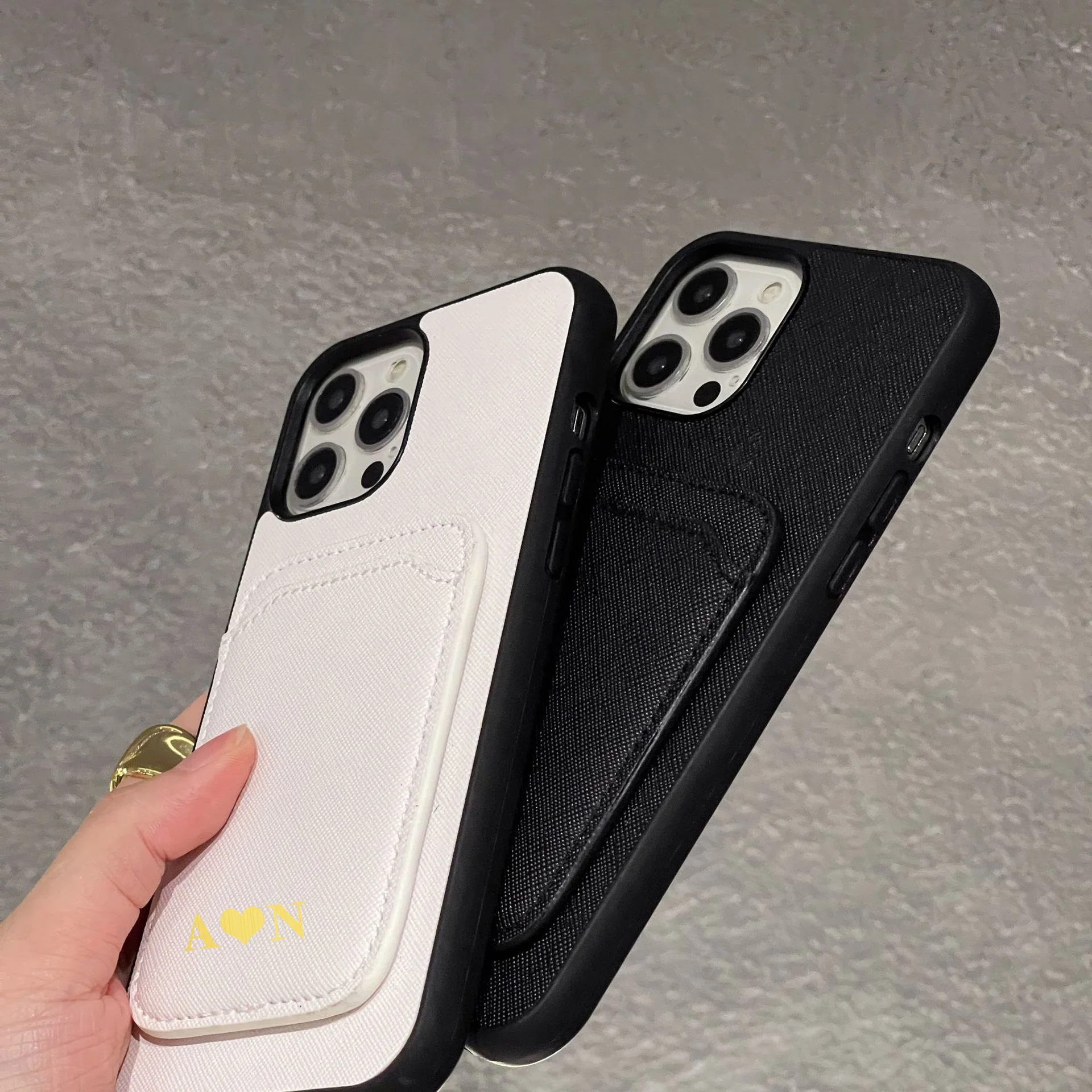 

Customized Name Letters Leather Card Holder Phone Case For iPhone 14 13 Pro Max 12 11 XR X XS 7 8 Plus Soft Cover