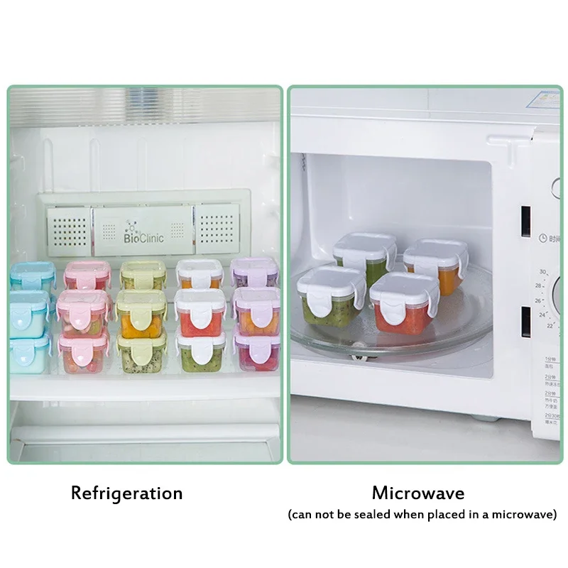 Baby Food Storage Containers 4pcs BPA Free Mini Baby Food Storage Containers Baby Learning Dishes Auxiliary Bowl Portable Sealed Storage Boxs Can Microwave