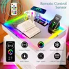 2-piece Set of Bedside Table with Wireless Charging Station, LED Lights, and 2 Drawers with Smooth Smart Bedside Table 5