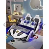 Children's Bed Boys and Girls 1.8m New Creative Cartoon Car Bed 1.5m Princess Leather Bed with Guardrail Blue 3