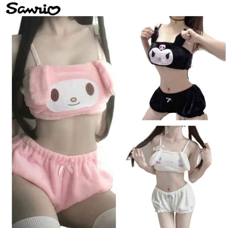 Sanhello ed Hello Kitty Y2K çift sutyen iç çamaşırı seti Anime Kawaii