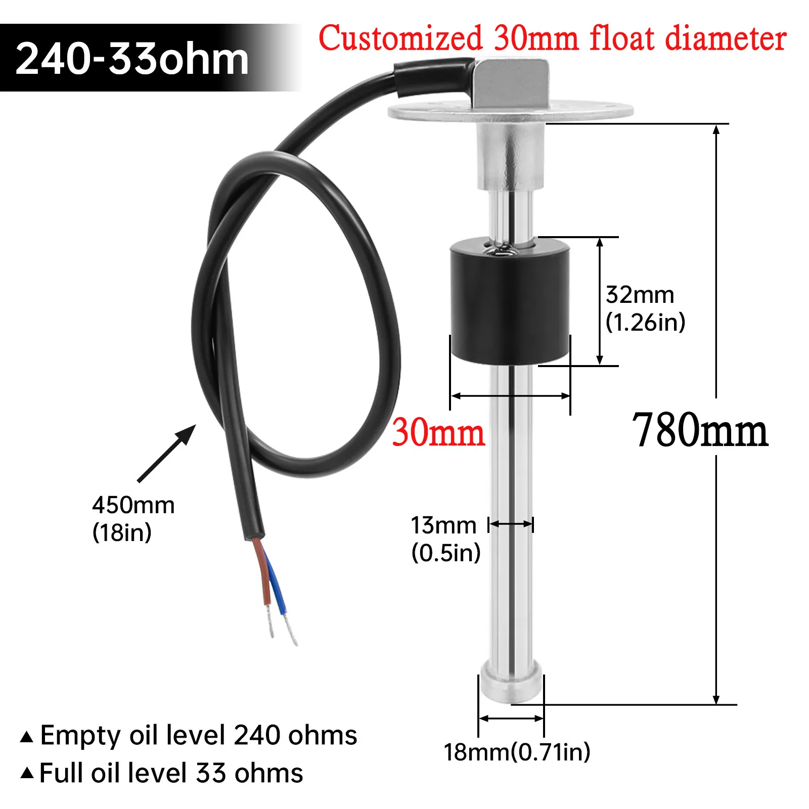 15 Inch 240-33 Ohm Stainless Steel Fuel Tank Sending Unit 15 Inch - View #12