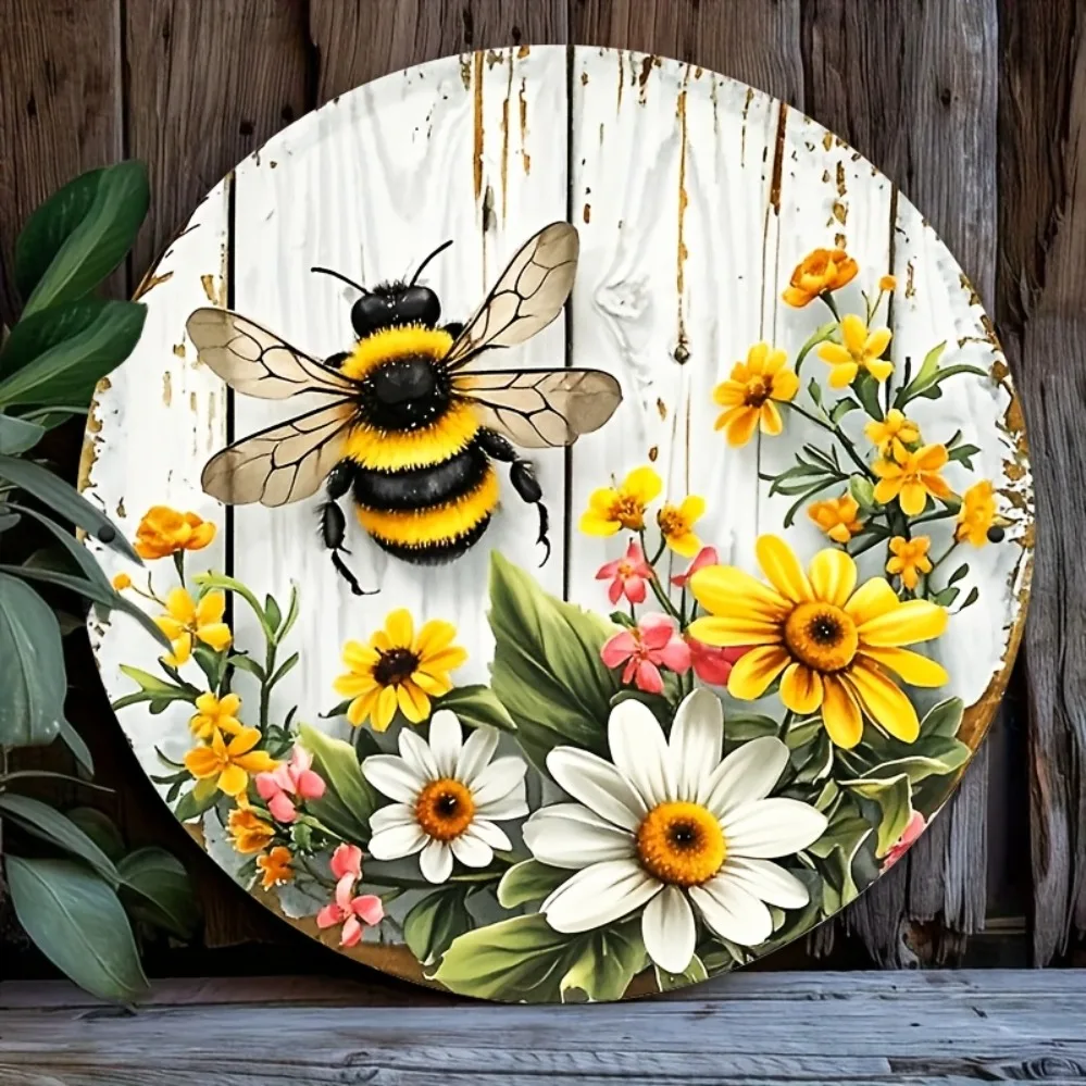 bee-and-flower-metal-wall-art-plaque-vibrant-rural-style-home-decor