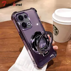 Clear Shockproof Magnetic Stand Phone Case with Plating Design for Reno 13 (PURPLE)
