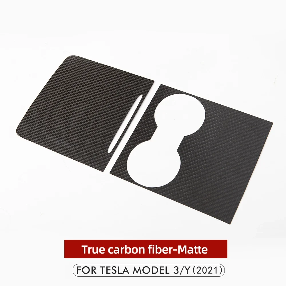 Premium Real Carbon Fiber Center Console Cover - Sleek Armrest Panel Trim