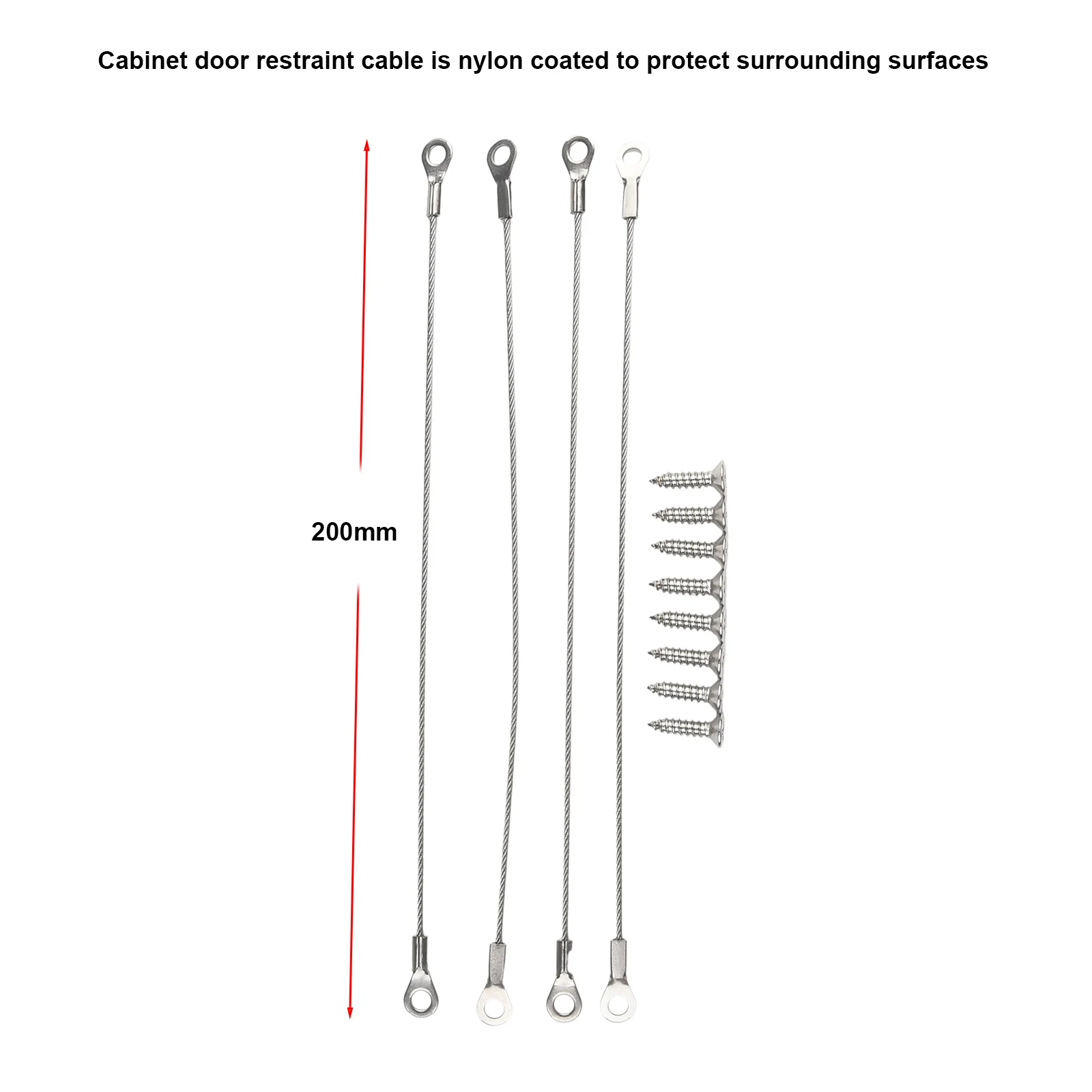 4pcs Stainless Steel Door Cabinet Restraint Braided Cable Hinge Limiter Marine Rope Pin Furniture Home Kitchen Cabinet Door Rope