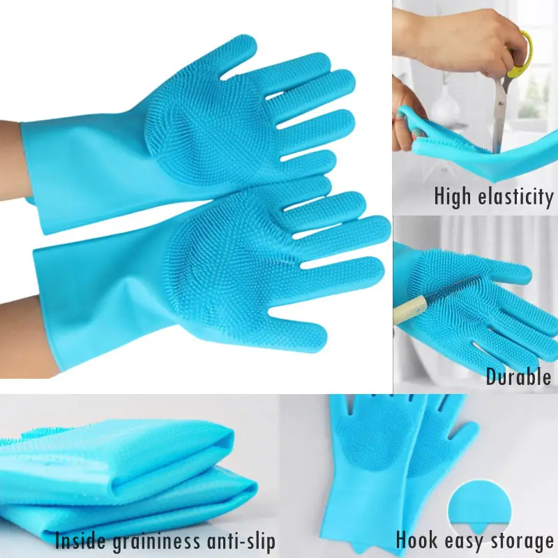 Silicone Gloves Pet Grooming Cleaning Dog Bathing Shampoo Glove Hair Removal Washing Cleaning Tool Cat Hair Scrubber Magic Glove