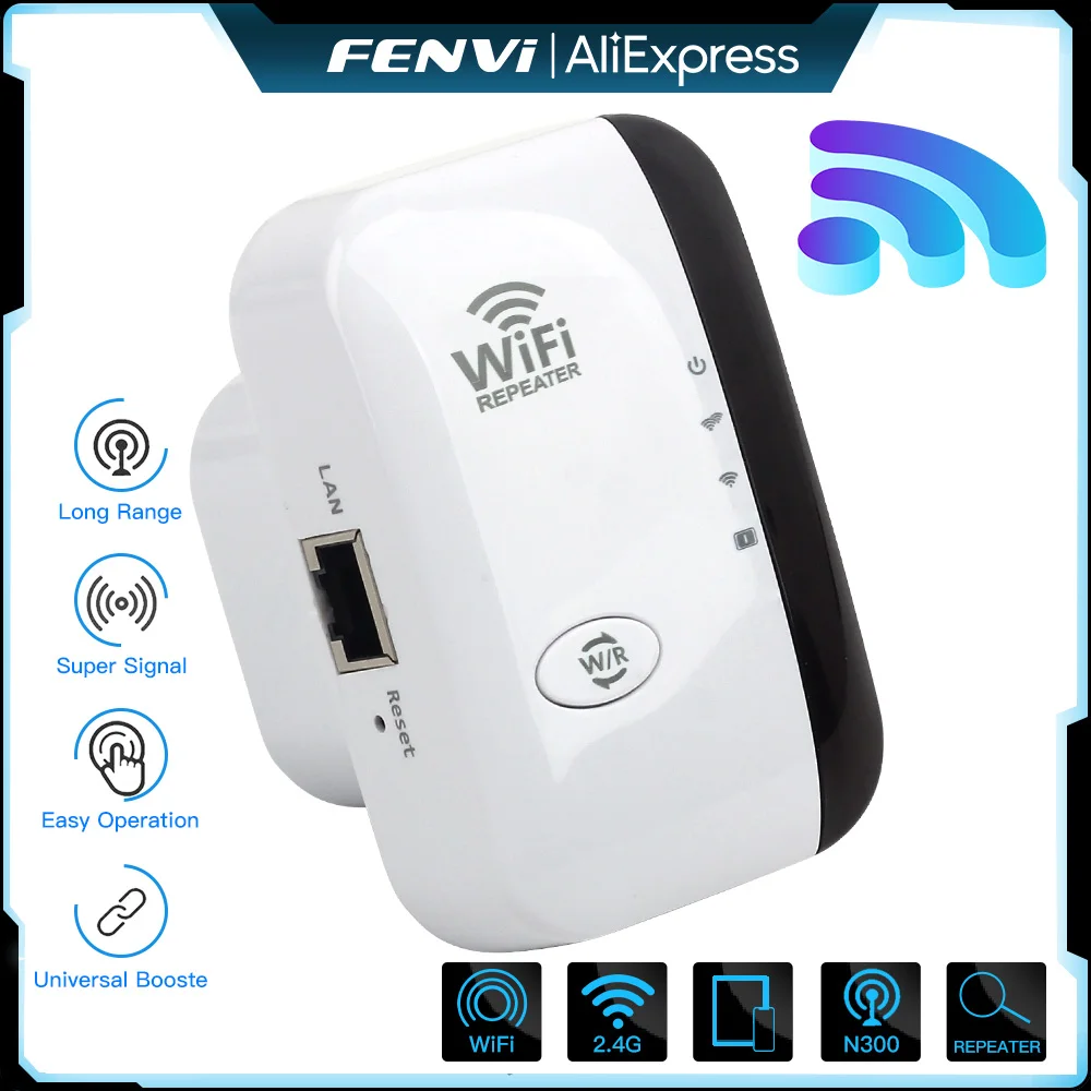 Fenvi-Repetidor Wi-Fi sem fio, expansor de rede, substituição do impulsionador, 300Mbps, 2.4Ghz, 802.11N, B, G