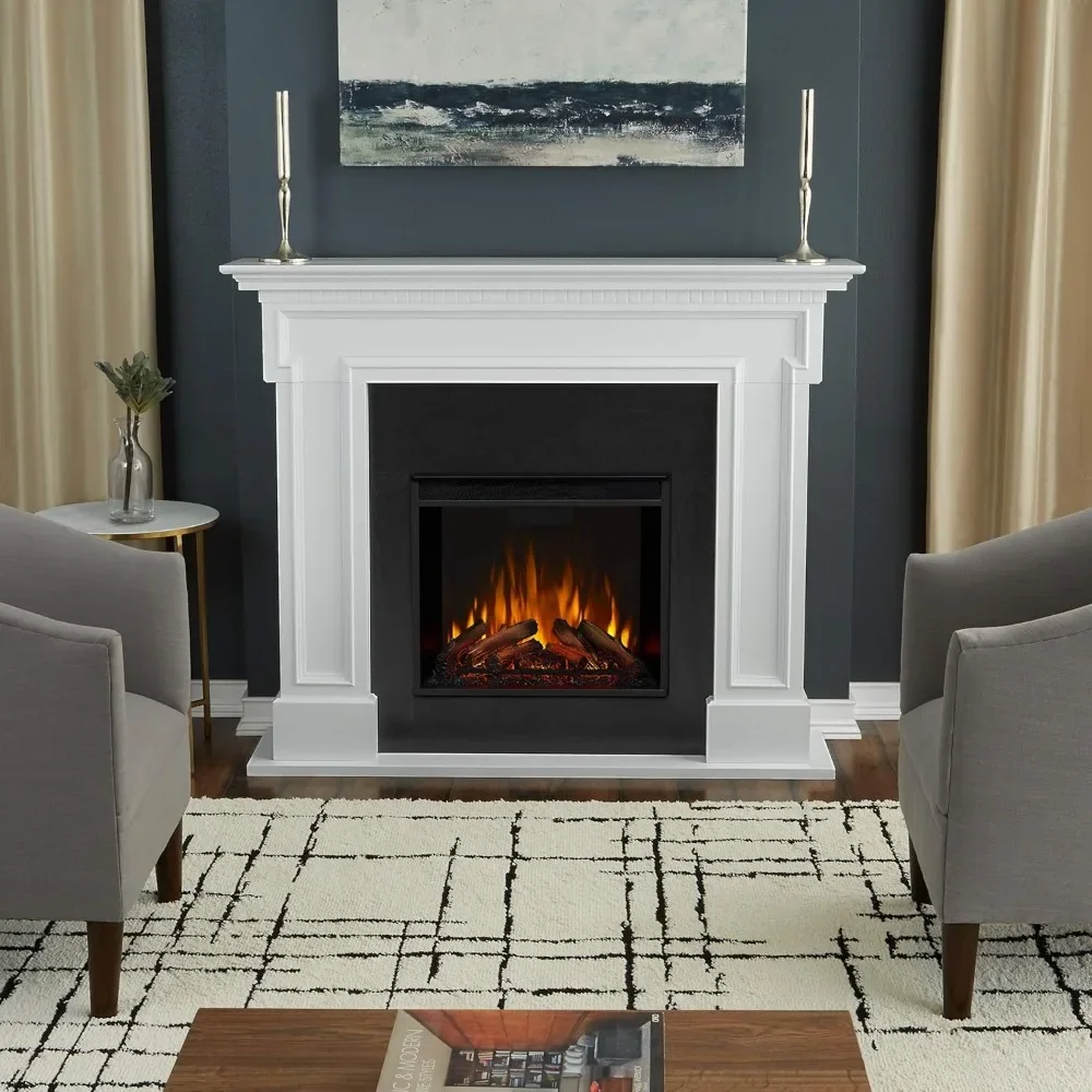 Thayer 55” Electric Fireplace with Mantel for Living Room or Bedroom, Replaceable Fireplace Insert Heater 2