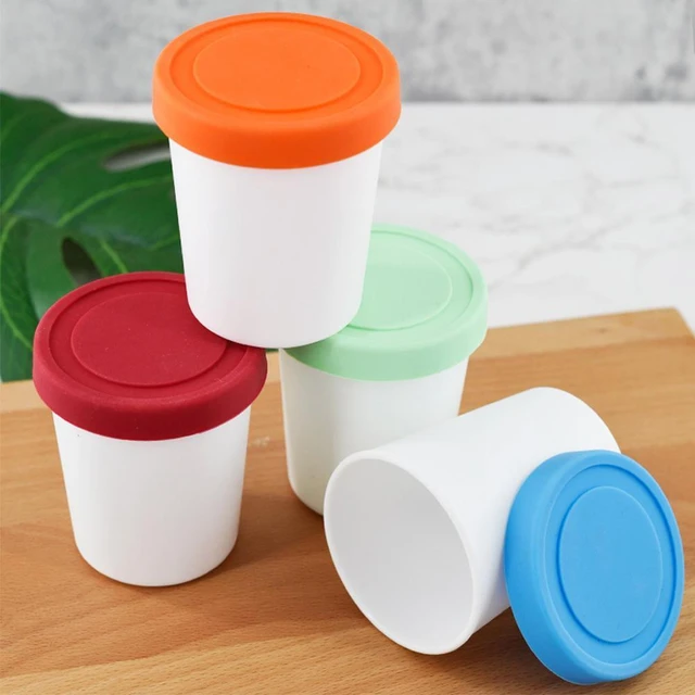 4Pcs Ice Cream Containers Cup Reusable Freeze Storage Tubs Sealing Lid  Dessert Ice Yogurt Food Freezer Bowl For Making Ice Cream - AliExpress