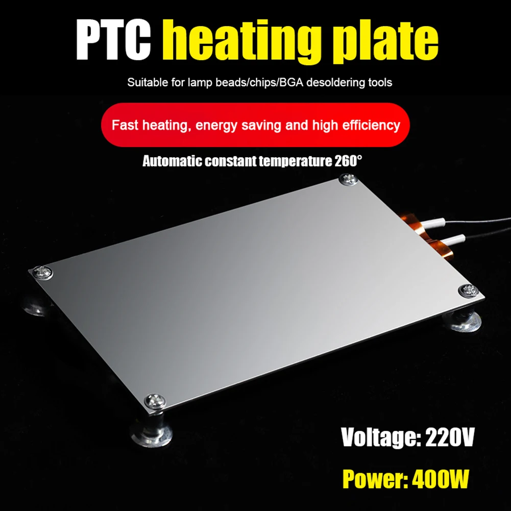 

400W PTC Heating Plate Chip BGA Soldering Ball Split Aluminum LED Remover Welding Station Demolition Board Tool