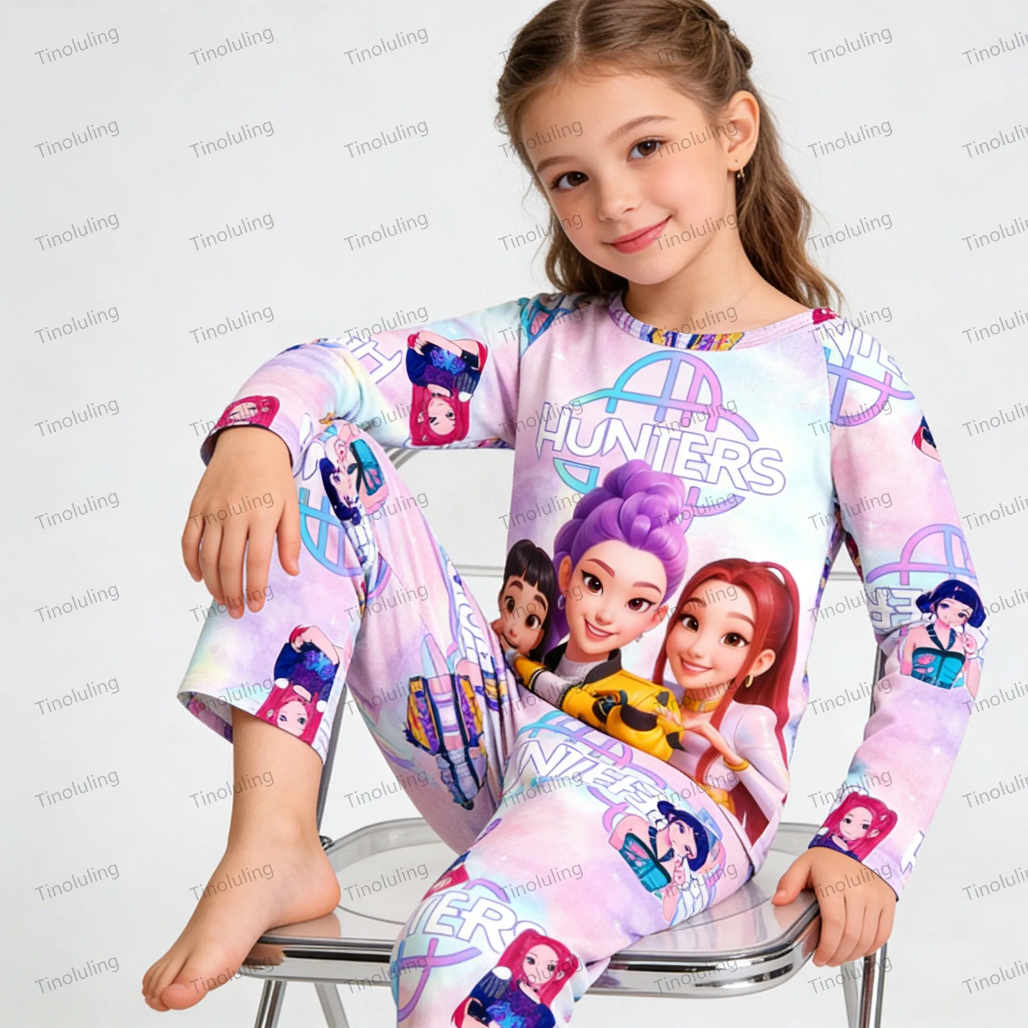2 pièce/ensemble enfant en bas âge fille pyjamas ensemble enfants 3 à 4 5 6 7 8 9 10 11 12 ans à manches longues Kpop chasseurs de démons Pijama vêtements pour enfants