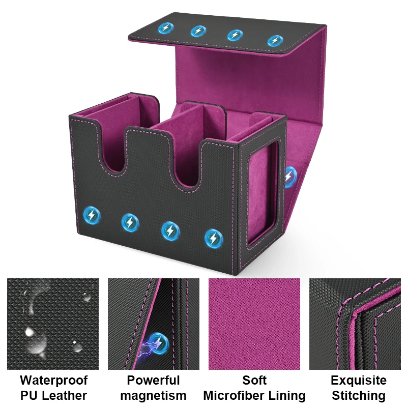 Deckbox mit 2 Commander-Displays, Doppeldeckbox für mehr als 140 Karten mit einem Ärmeln, passend für TCG CCG Magic Cards – Detail 3