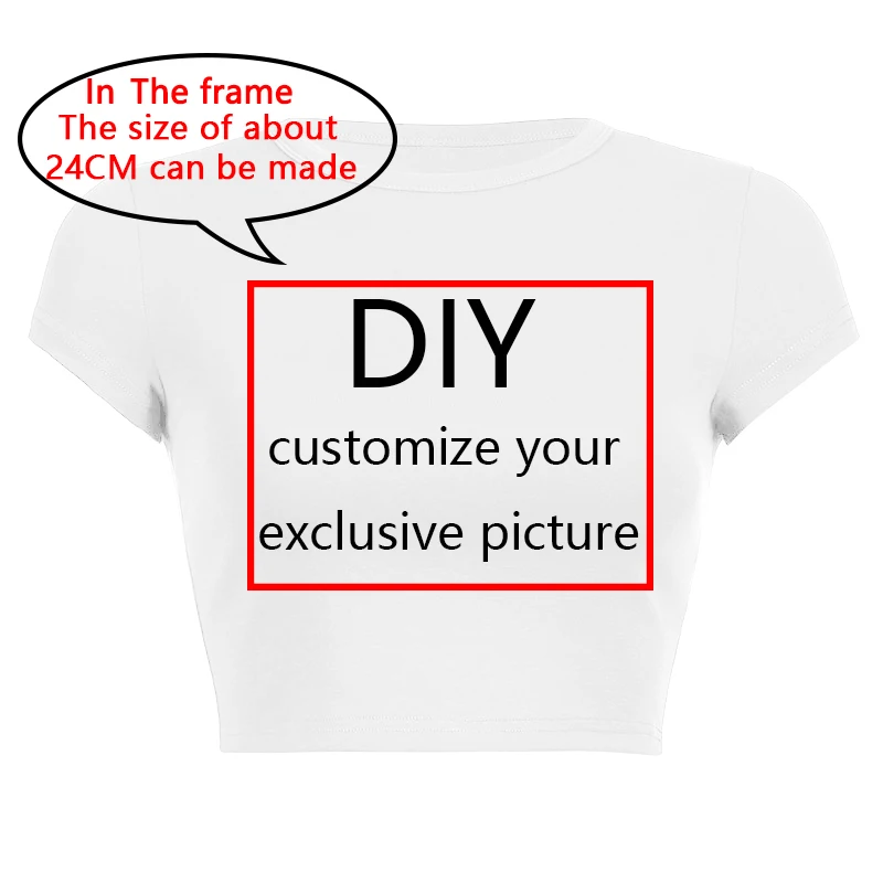 2023 New Summer Short Sleeve O Neck Your Exclusive DIY Print Pattern Customize Cropped Navel Women Crop Tops Fashion T-Shirt 2
