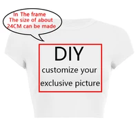 2023 New Summer Short Sleeve O Neck Your Exclusive DIY Print Pattern Customize Cropped Navel Women Crop Tops Fashion T-Shirt 2