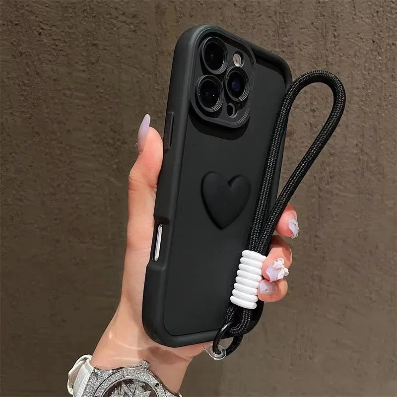 Love Heart Hand Strap Full Package Phone Case Cover
