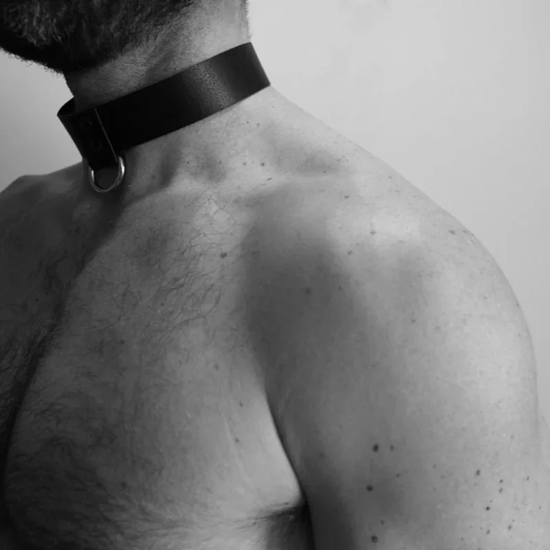 

Gay Rave Harness BDSM Leather Strap Fetish Clothing Fashion Men Adjustable Body Chest Bondage Costumes Necklace Choker Collar