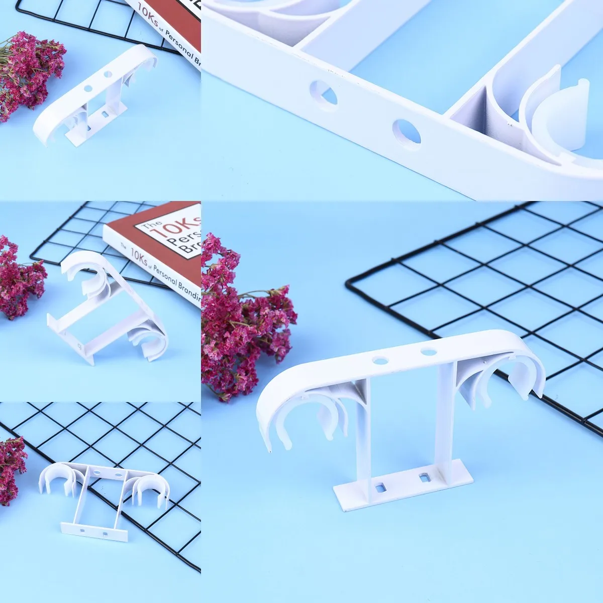 Top Mounted Roman Rod Double Bracket Aluminium Double Curtain Rod Bracket Holder Suspended Curtain Support