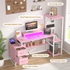 Computer Desk with 2 Fabric Drawers - Reversible Home Office Desk with Power Outlet & LED Lights, 53" Writing Desk with Monitor 6