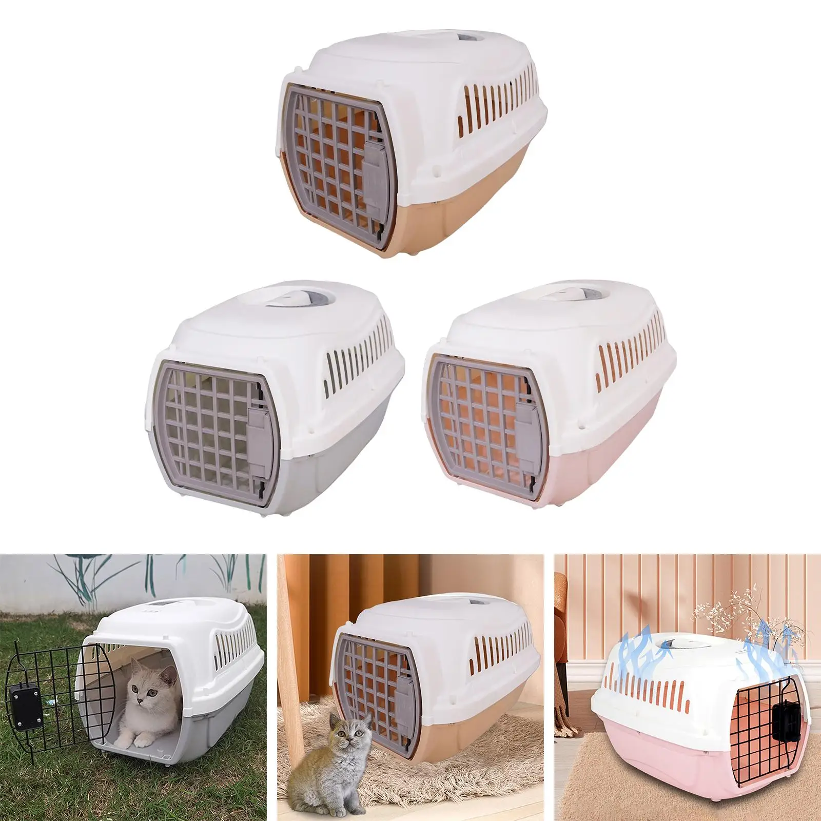 Portable Cat Carrier Box Carriers with Door Lock Pet Carrier Large Tote