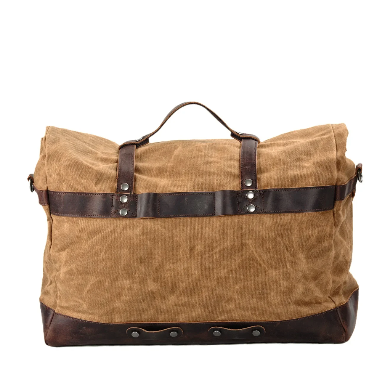 Waterproof Waxed Canvas Travel Bag with Cowhide for Men