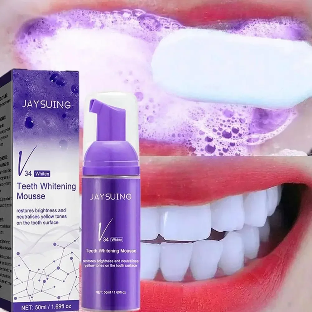 2pc Jaysuing v34 Tooth Cleaning Mousse 50ml Tooth Whitening Toothpaste Clean Teeth Fresh Breath White Teeth Cleaning Product