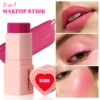 Peach Pink Creamy Blush Balm - 3 In 1 Multi-Use Waterproof Moisturizing Eyeshadow Lip & Cheek Tint, Princess Peach Heart Makeup 5