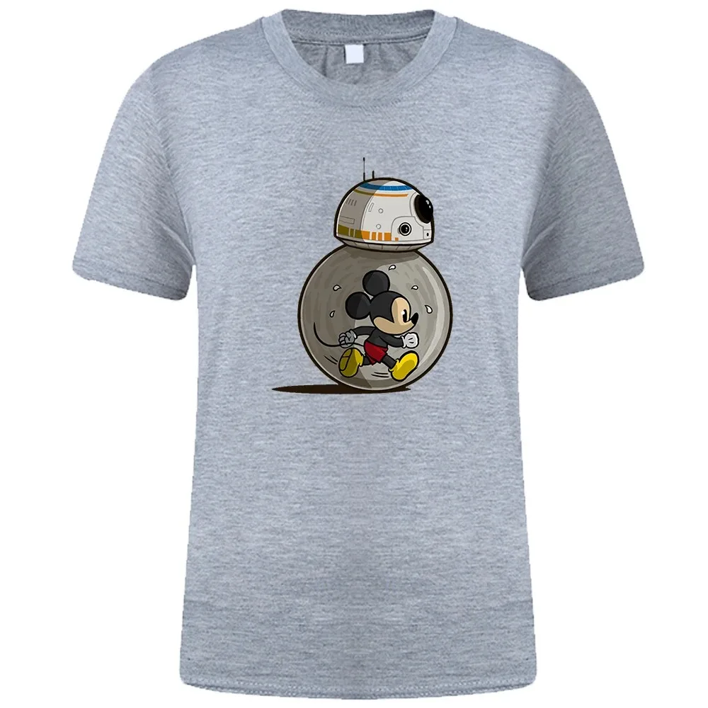 Running Mickey Mouse Print T-shirt for Men Disney Star Wars Fun T