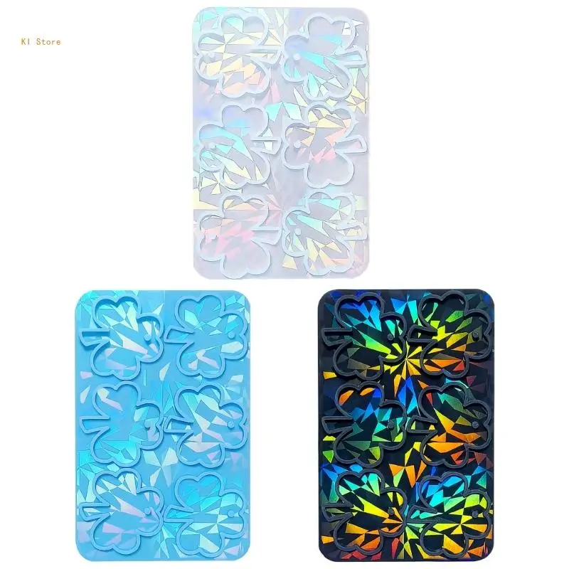 

Голографическая форма для орнамента клевера, силиконовая эпоксидная форма, серьги, брелок, подвеска