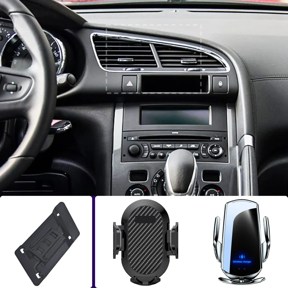 ZALTAS Support Téléphone Voiture Pour Peugeot 3008 2013-2023, Porte Téléphone Rotatif à 360 Degrés Support Smartphone Grille D'Aération Support Voiture Accessoires,A Black