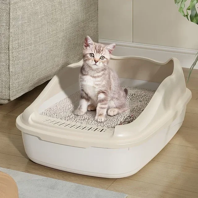 Anti-Splash Cat Litter Box & Bedpan - Pet Sandbox for Kitties/Kittens Convenient Cleaning Cat Toilet Essential Pet Supplies 4