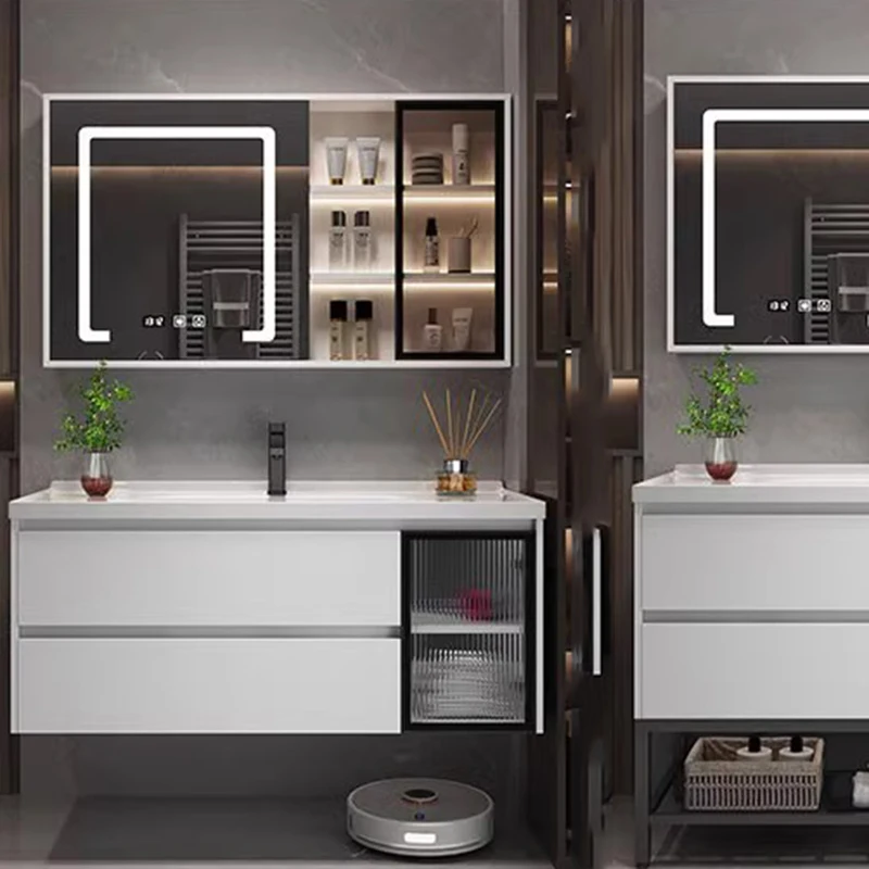 Simple Washbasin Bathroom Vanities Light Luxury Vintage Storage Bathroom Vanities Vanity Mirrors Mobiletto Bagno Home Furniture