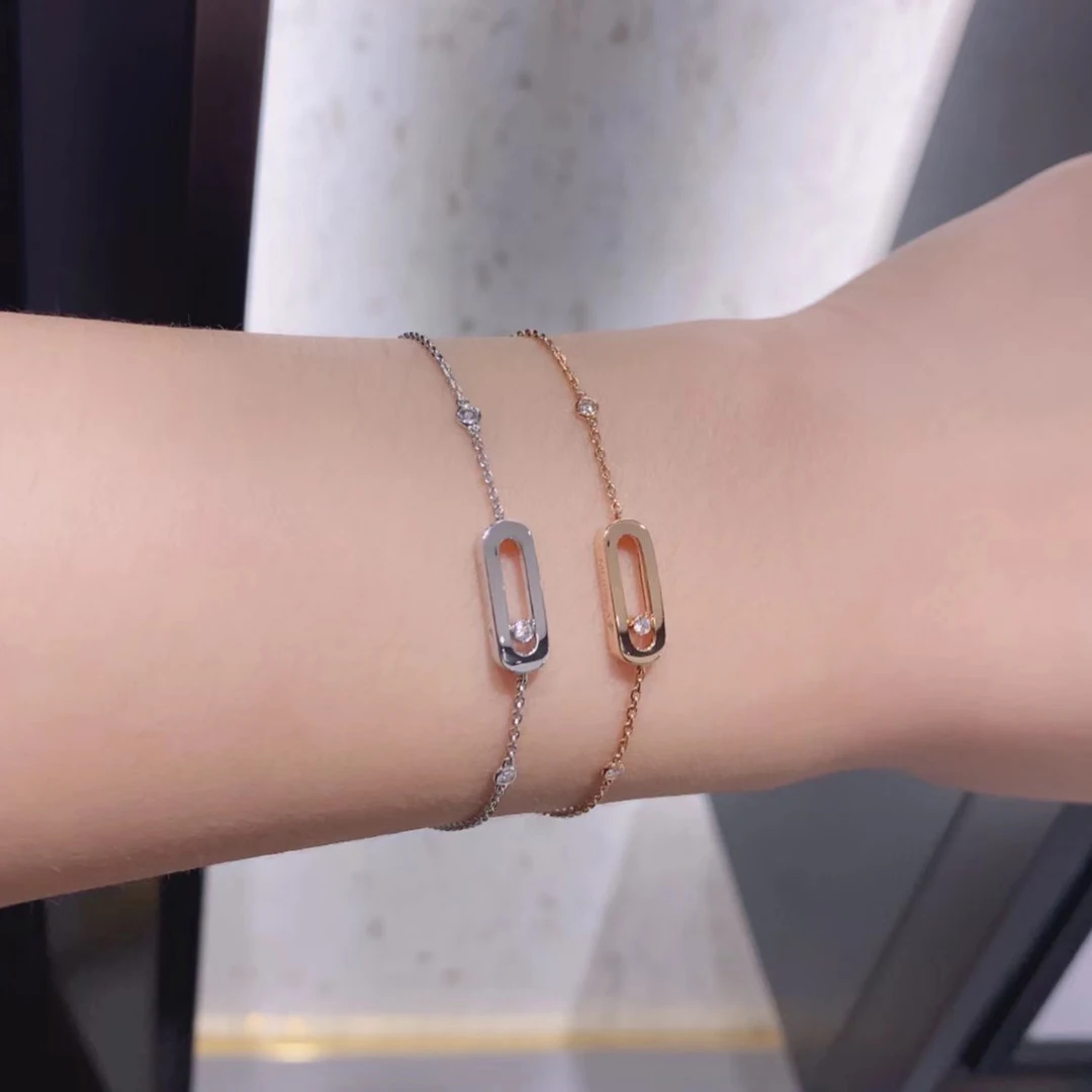 

925 Sterling Silver Women's Bracelet. Moving stones. French luxury brand. Free distribution. Exquisite Gifts