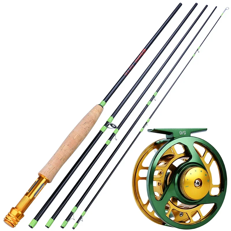 Sougayilang Fly Fishing Rods and Reels 5-sections Carbon Rod 5/6 Reels for  Trout Perch Fishing Suitable for Leisure Fishing