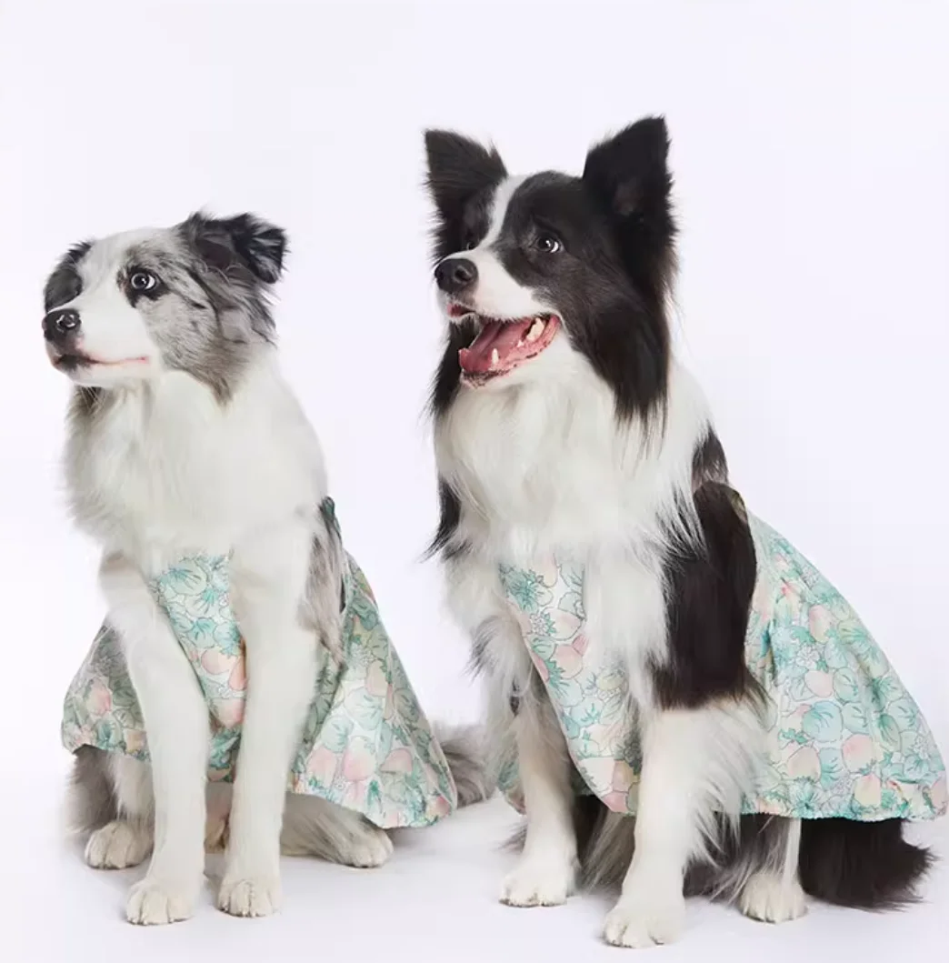 Cute Cat and Dog Clothes, Summer Flower Skirt, Chest Back, Big Dog, Bull Terrier, Grey Dog Clothes