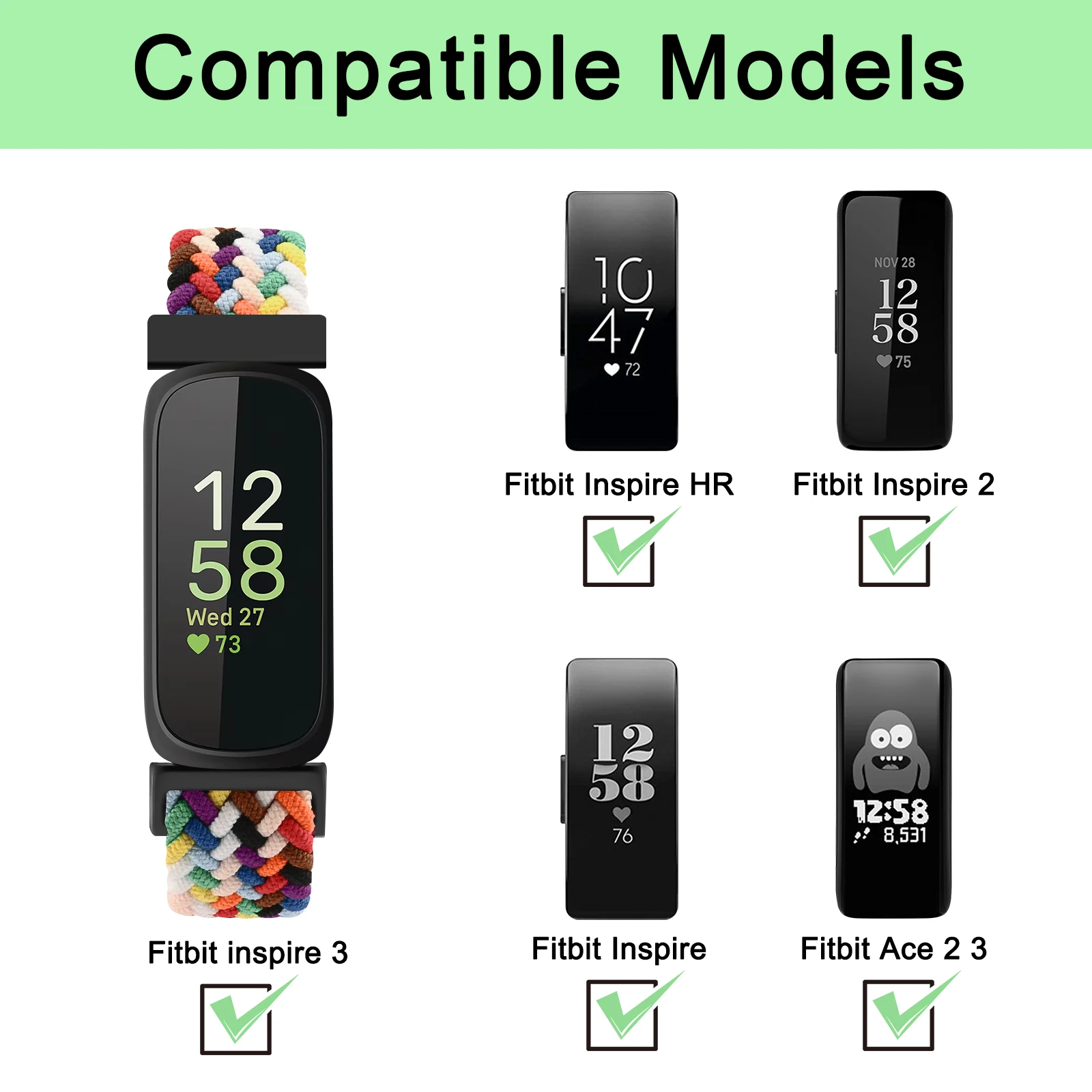 Elastic Braided Nylon Watch Band - Adjustable Bracelet Wristband